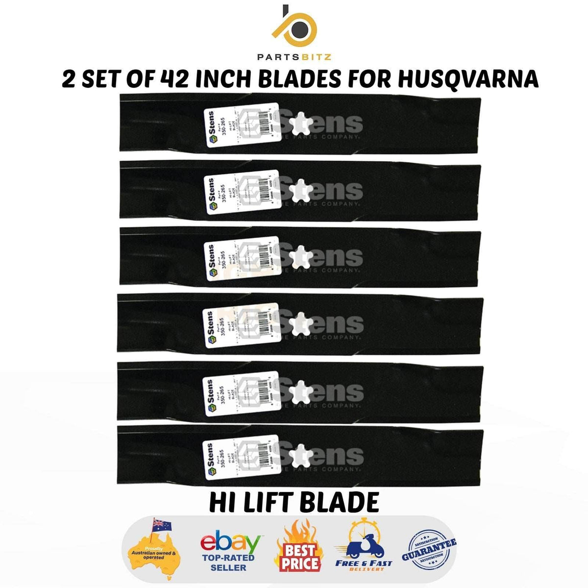 2 Sets of 42 Inch Blades for Husqvarna YTH2242TD EZ4216 , EZ4217 , EZ4220 - Parts bitz