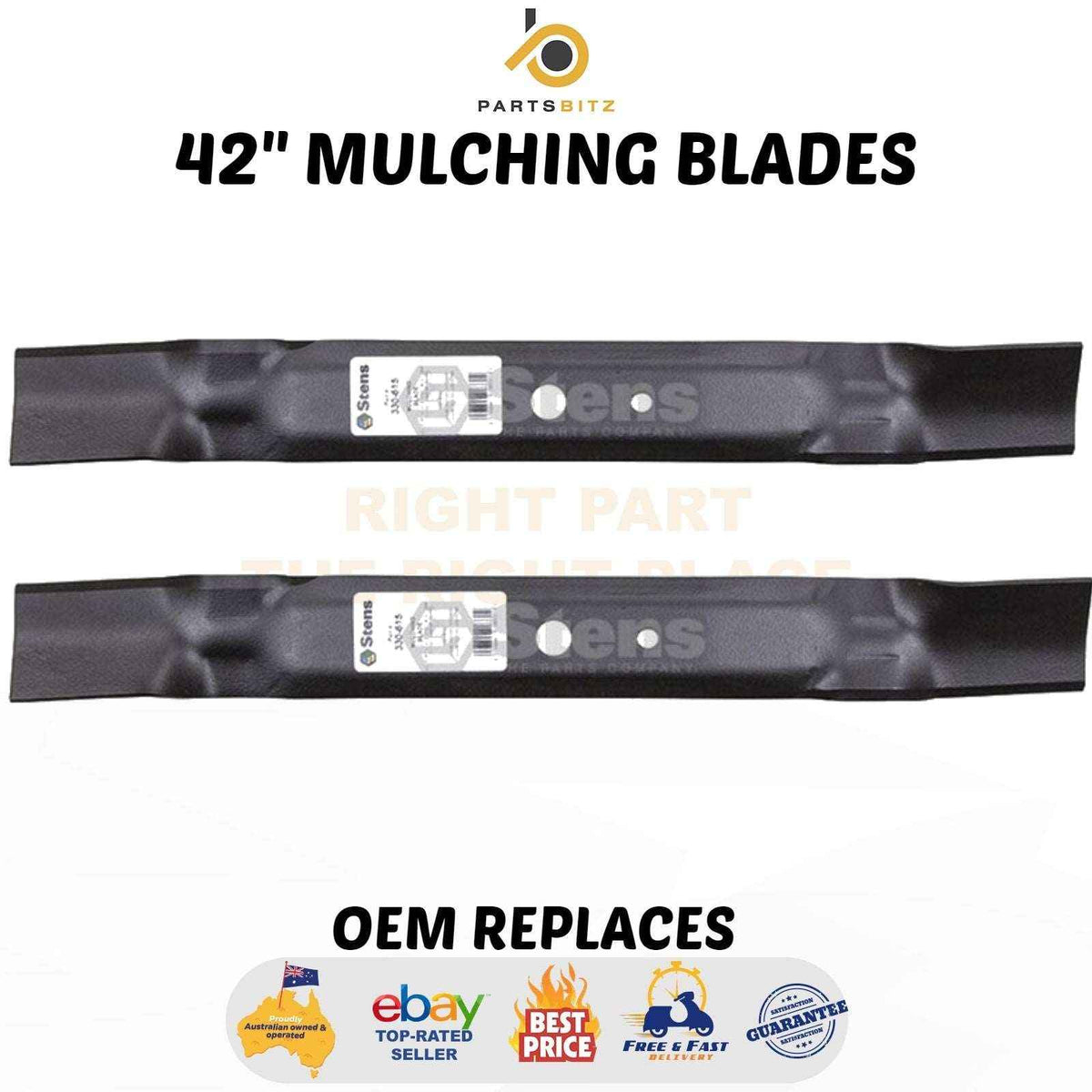 2 X 42" Mulching Blades for John Deere Sabre Mowers L108 L100 L110 L111 L118 L120 - Parts bitz