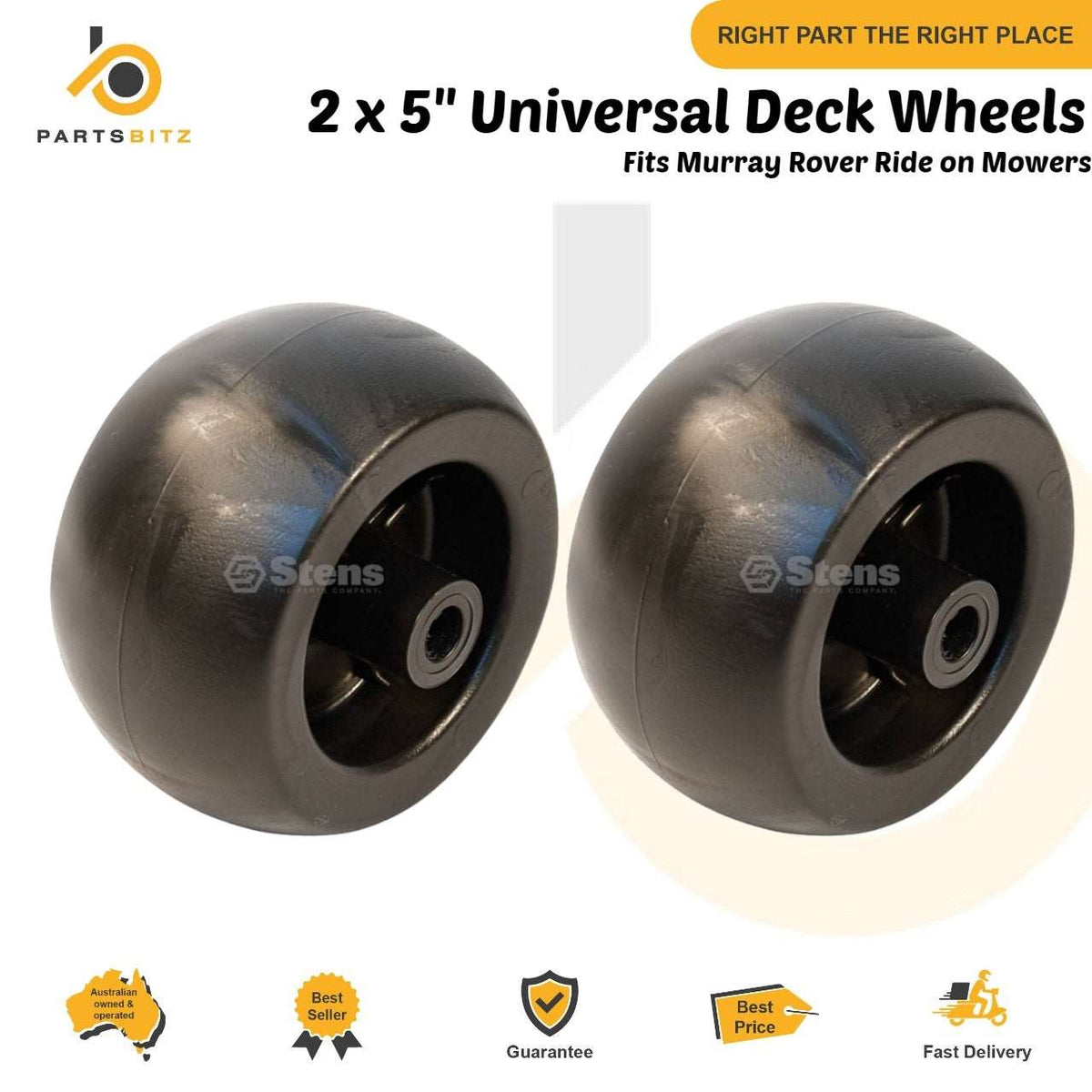 2 x 5" Universal Deck Wheels Fits Murray Rover Mowers 425620x92A 42581x50D - Parts bitz