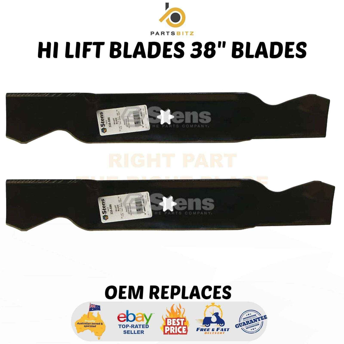 2 X Blades Fit 38" MTD Ride On Mower 1992 Onwards 942-0610A 742-0610 - Parts bitz