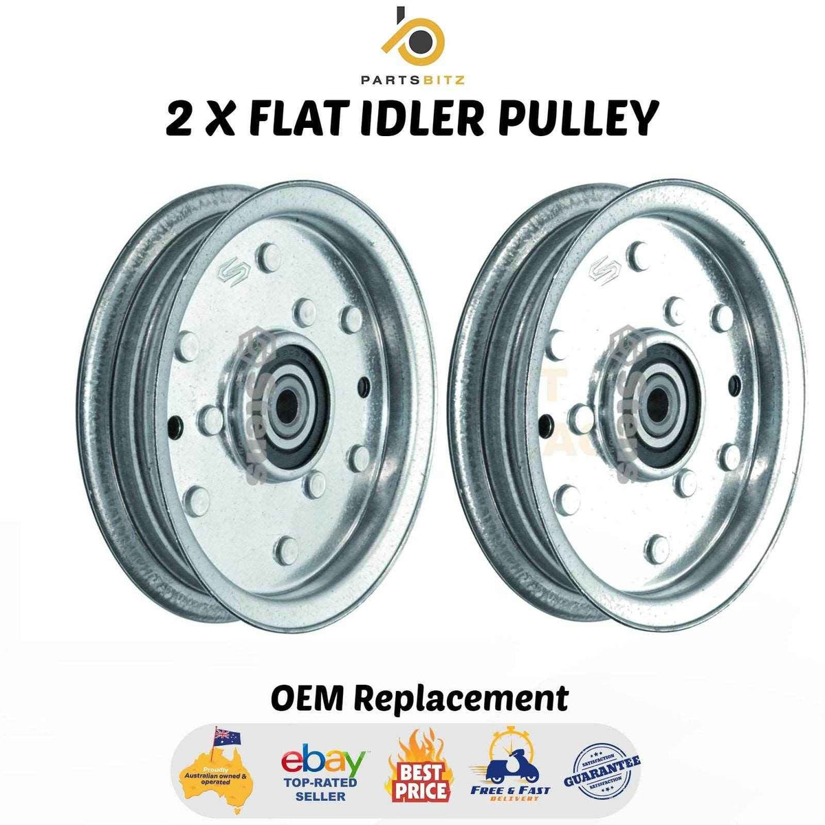 2 X Flat Idler Pulley for Cub Cadet & Mtd Ride on Mowers 756-04129 , 753-08171 - Parts bitz