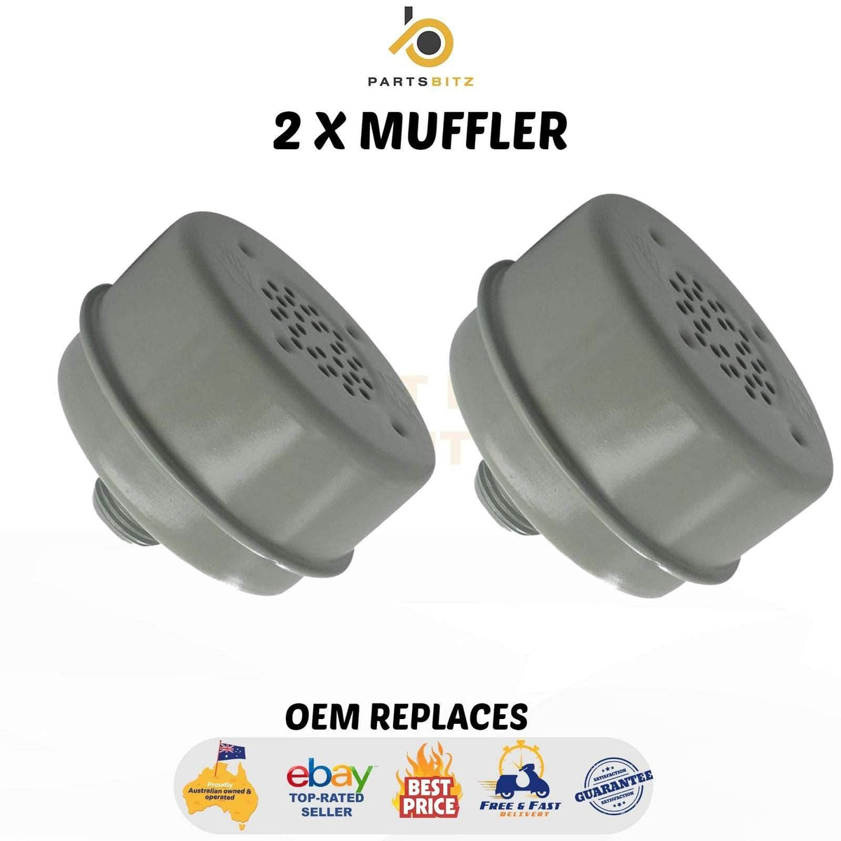 2 X Muffler Suits Briggs & Stratton Lawn Mower 3 Hp to Hp 4 Hp 394569 391435 394569S - Parts bitz