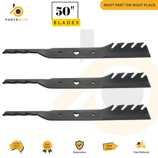 3 X Toothed Blades for Husqvarna Front Engine Models Mower fits 50" 532 13 73 80 - Parts bitz