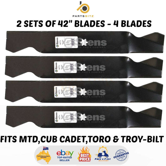 4 X Hi Lift Blades for 42" Cub Cadet MTD Ride on Mowers 942-04308 742 0647 - Parts bitz