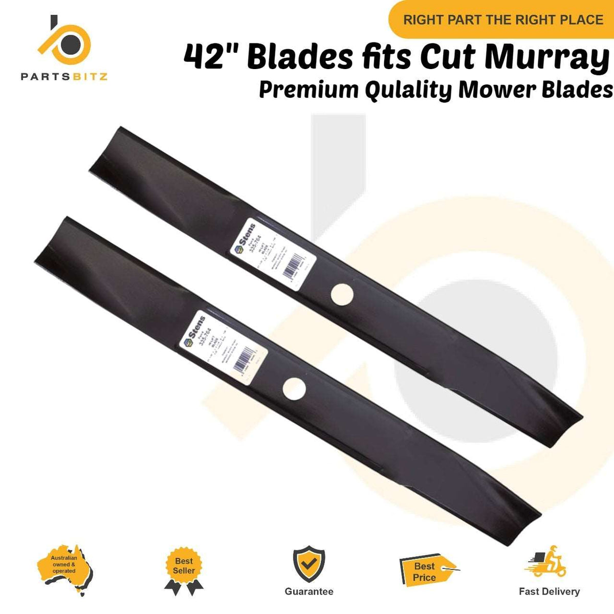 42" Blades fits Cut Murray Ride on Mowers 690205E701MA 95102E701 92418 - Parts bitz