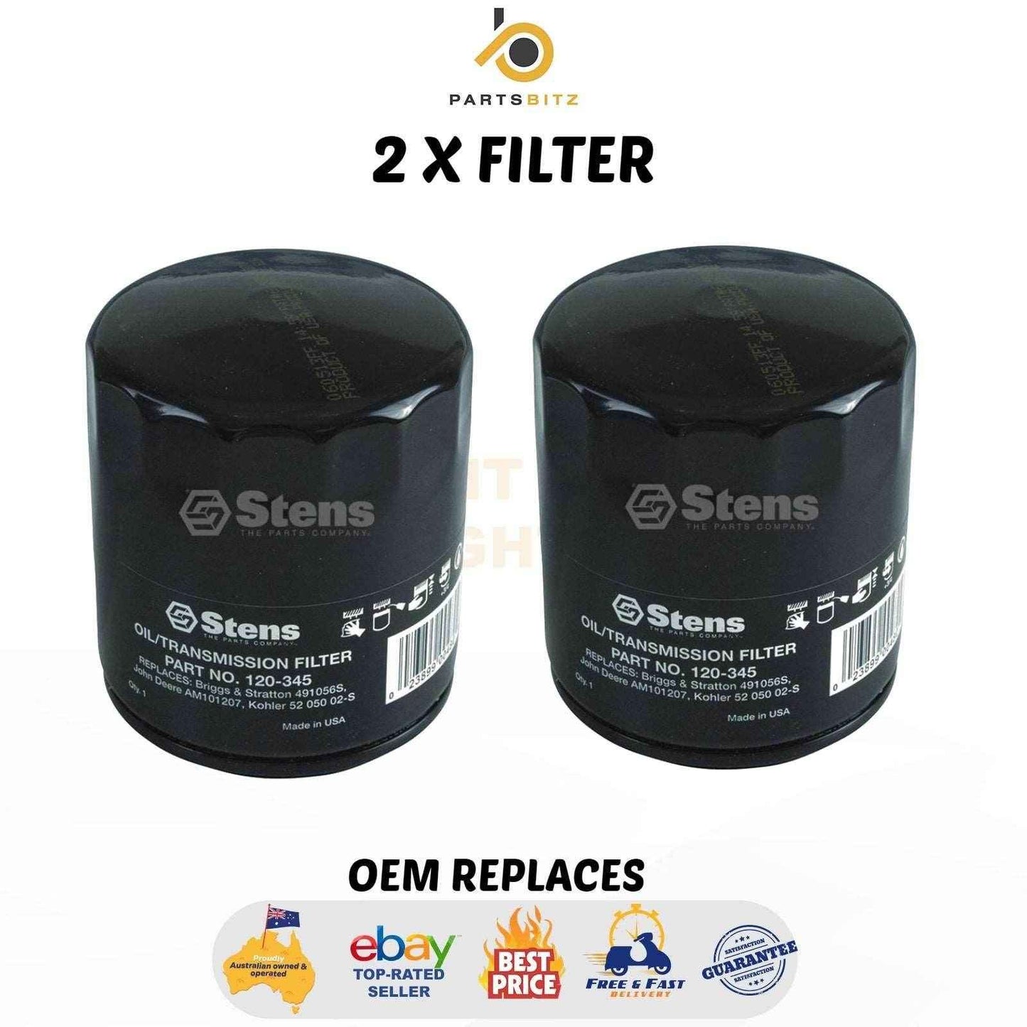 2 X Oil Filter for Briggs and Stratton Motors (Long) 4153 491096S 491056 - Parts bitz