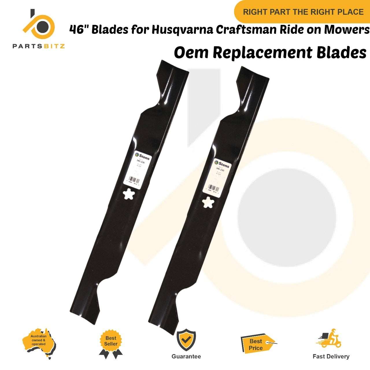 46" Blades for Husqvarna Craftsman Ride on Mowers 532 40 53 80 405380 594892801