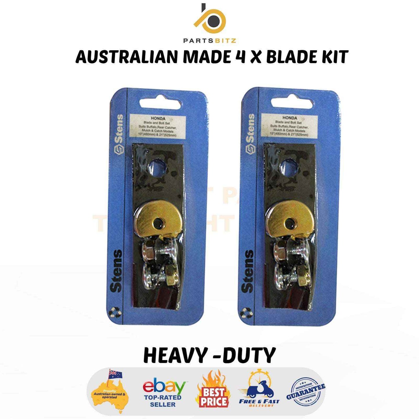 AUS Made 4 X Blade Kit Fits Honda Lawn Mowers HRU19 HRU21 06720-VA3-K00 19" 21" - Parts bitz