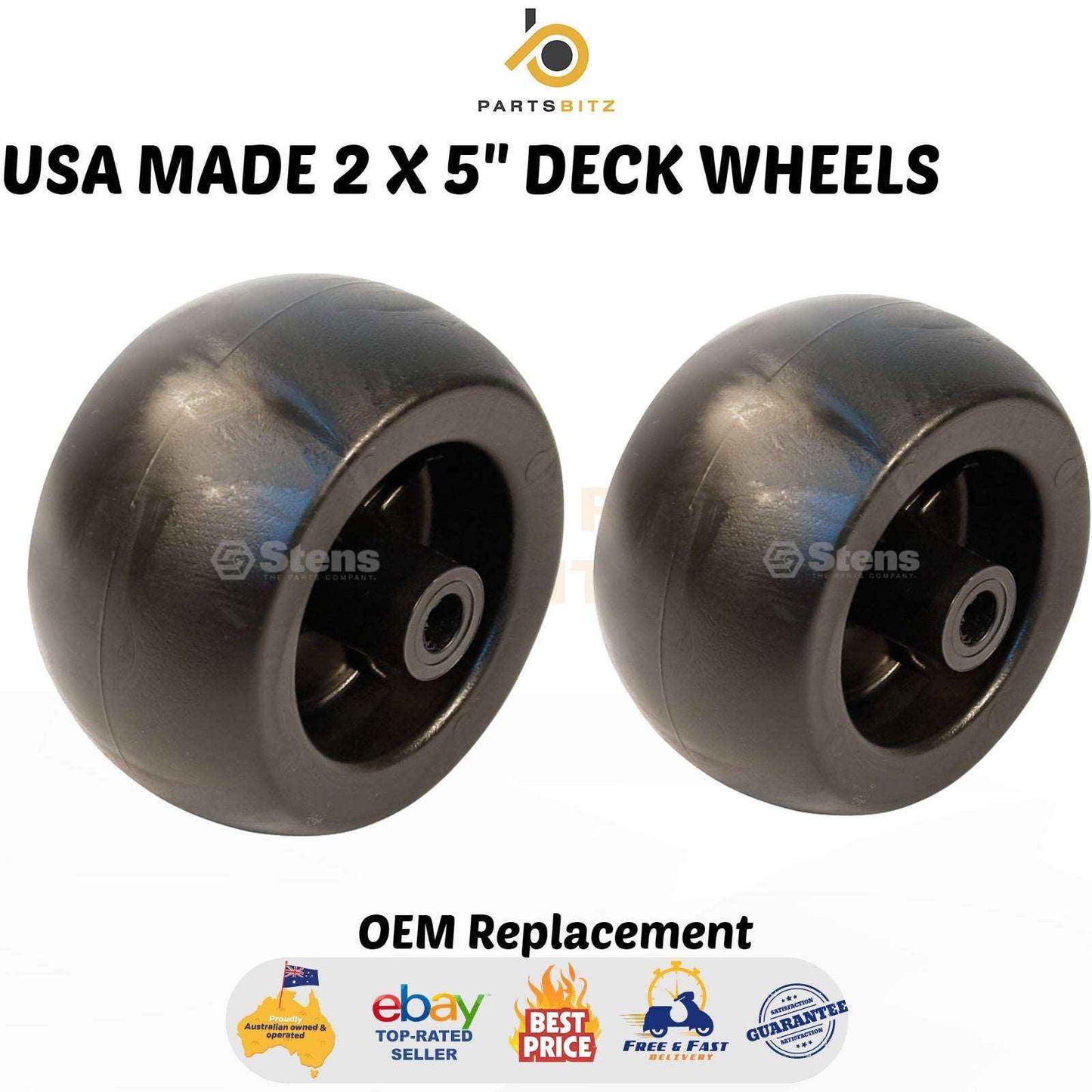 USA Made 2 X 5" Deck Wheels For Kubota Ride on Mowers K5371-42110 K5351-42110 - Parts bitz
