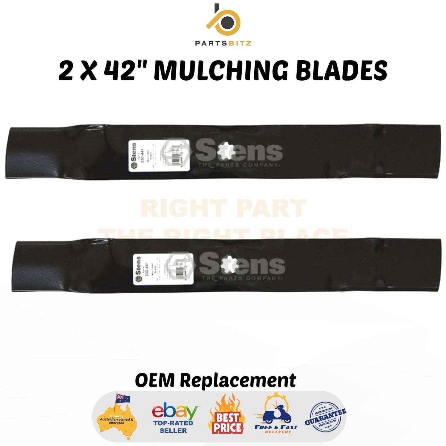 2 X 42" Mulching Blades Fits John Deere GX22151 AM137333 GY20850 - Parts bitz
