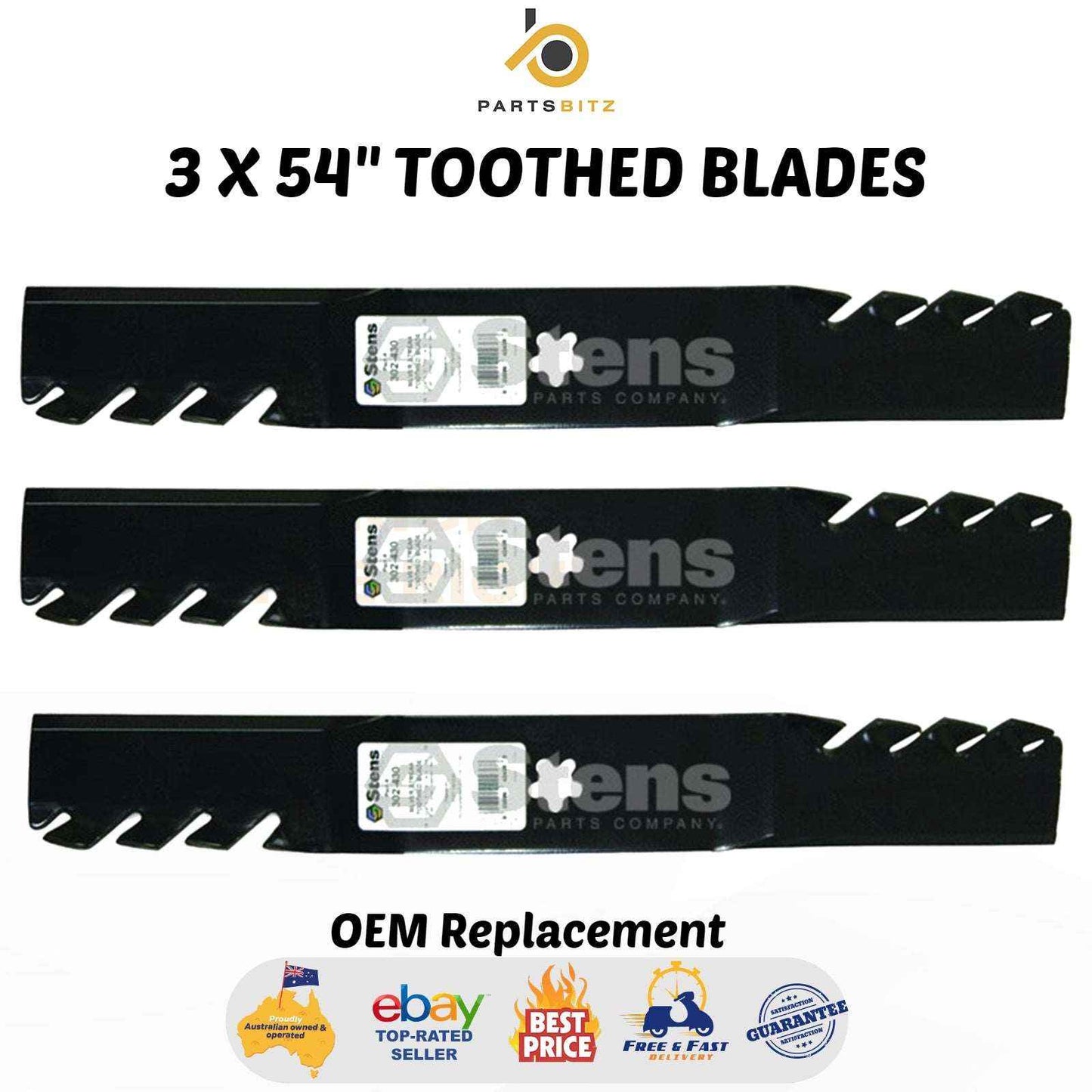 54" Gator Preditor Type Blades for Husqvarna Ride on Mowers 532 18 72 56 - Parts bitz