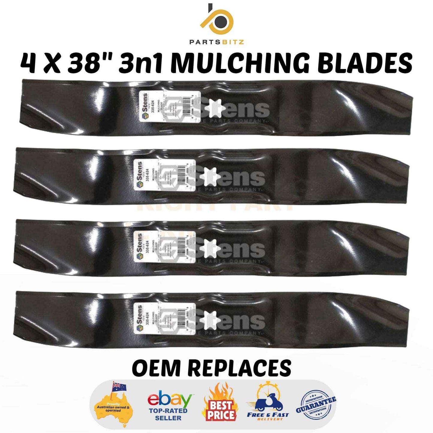 4 X 38" 3n1 Mulching Blades For 38" MTD 942-0610A 742-0610 Ride on Mowers - Parts bitz