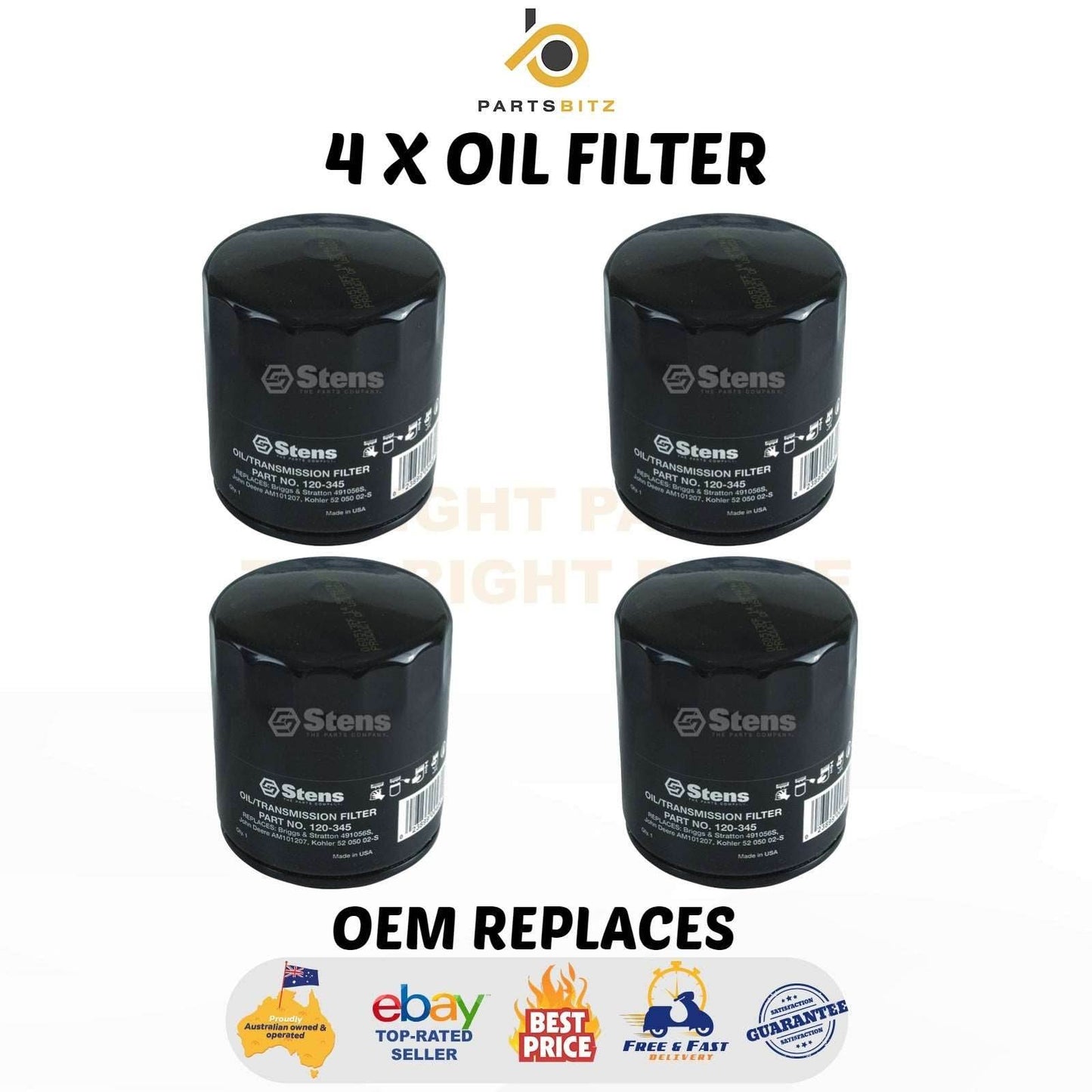 4 X Oil Filter Fits Briggs and Stratton Motors (Long) 4153 491096S 491056 - OIL FILTER - 59.50 - OIL FILTER