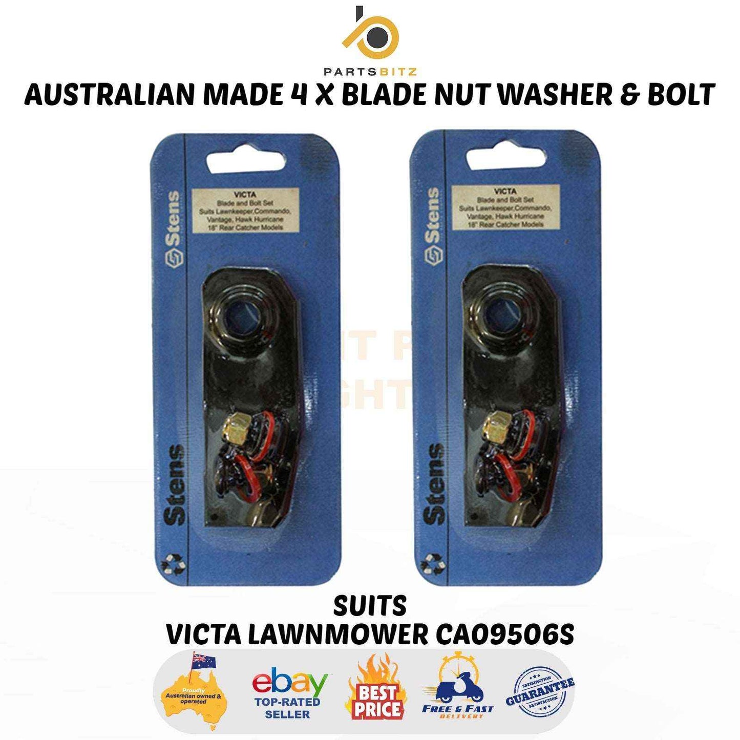 AUS Made 4 X 18" Blades & Bolt Kits for Victa Lawnmower CA09506S - Parts bitz
