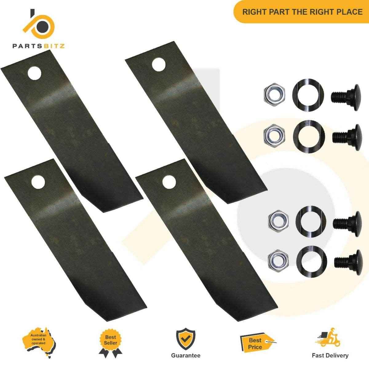AUS MADE 4 X Blade Kit 28 30 32 & 34 Inch Fit Greenfield GT2139 Ride on Mower - Parts bitz