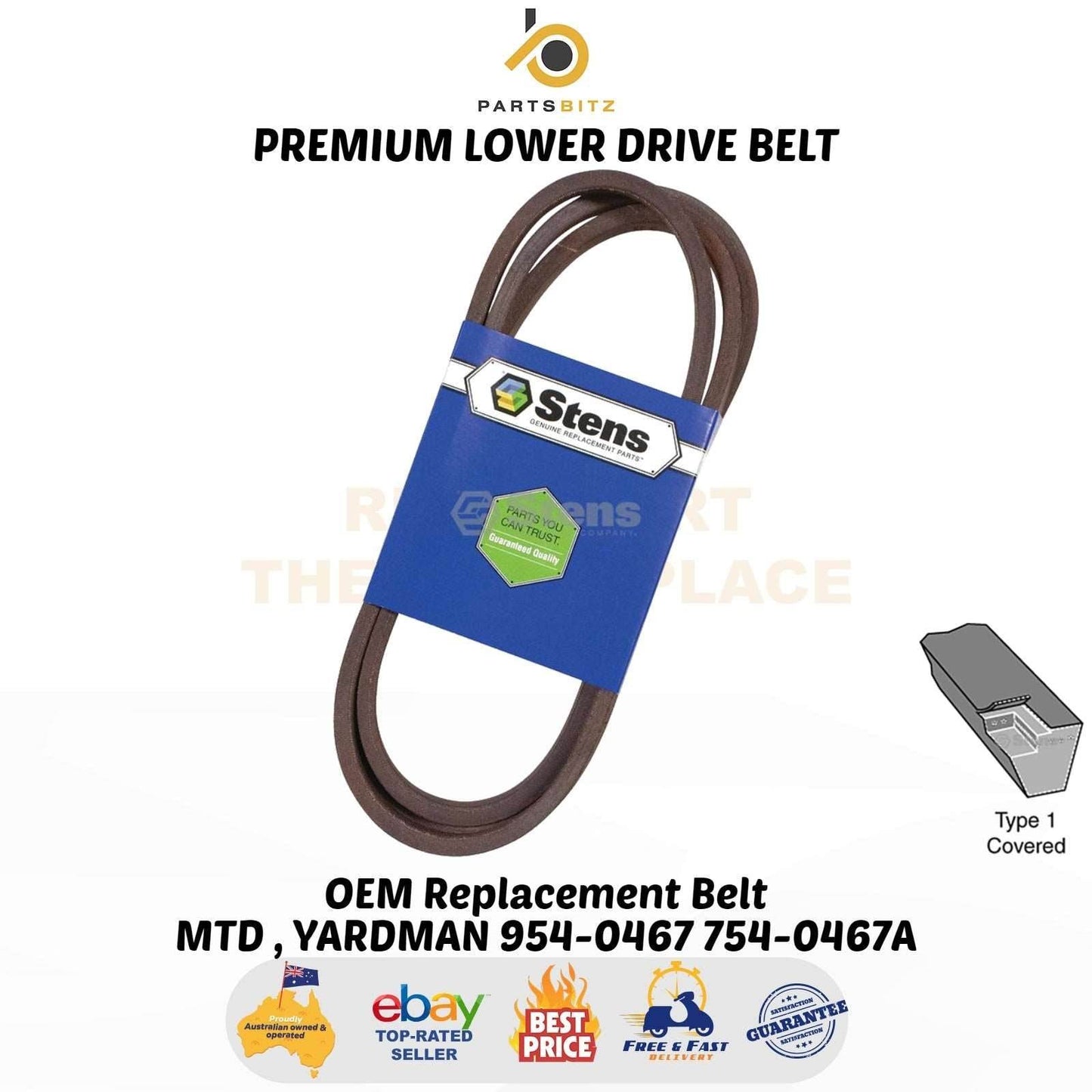 Premium Lower Drive Belt Fits Selected MTD Mowers 954-0467 754-0467A Yardman - Lawn Mower Belts - 40.50 - Lawn Mower Belts