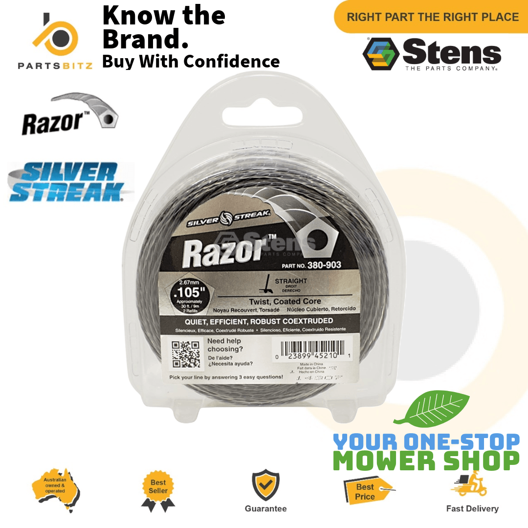 Genuine Stens Silver Streak Razor Trimmer Line Whipper Snipper 30ft 9m 2.7mm - Parts bitz