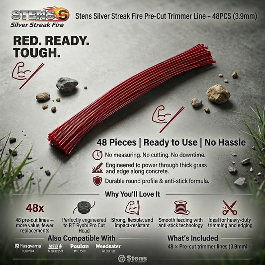Stens Silver Streak Fire Pre Cut 48pcs Line Cord Whipper Snipper 3.9mm