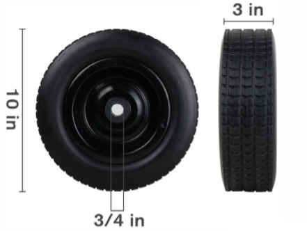 2 x Wheels for Pressure washer 10" (250mm) Foam Bush Bl - Parts bitz