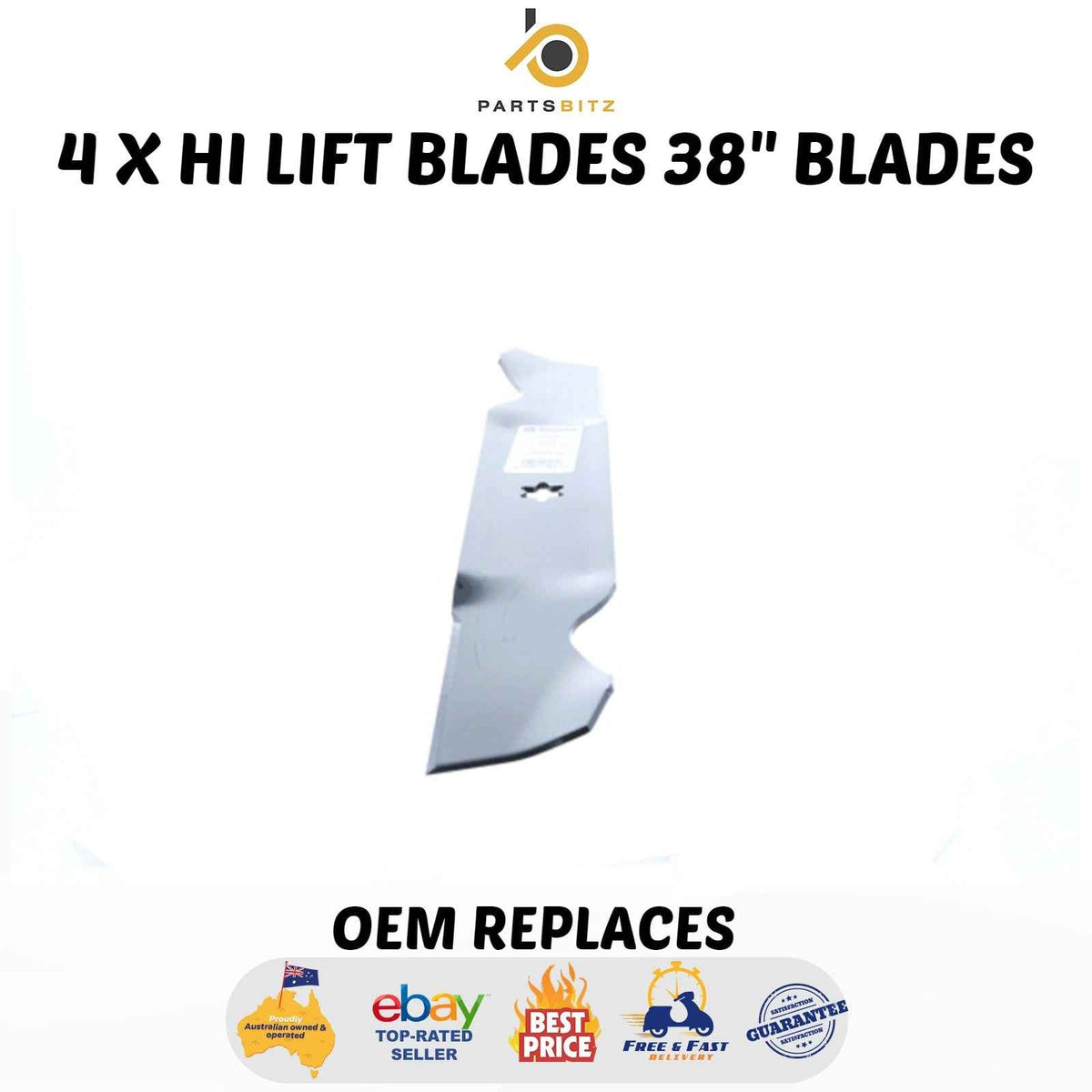 4 X Blades 38" Blades Fit Mtd Ride on Mower 1992 Onwards 942-0610A 742-0610 - Parts bitz