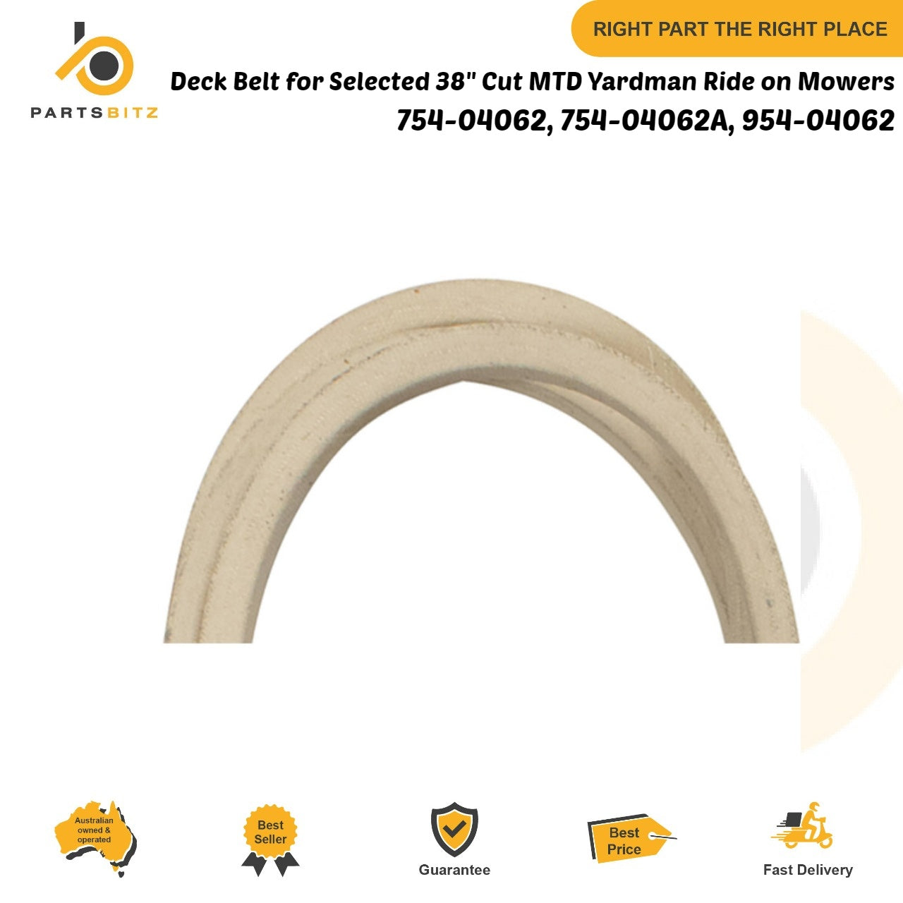 Deck Belt for Selected 38" Cut MTD Yardman Ride on Mowers 754-04062 954-04062