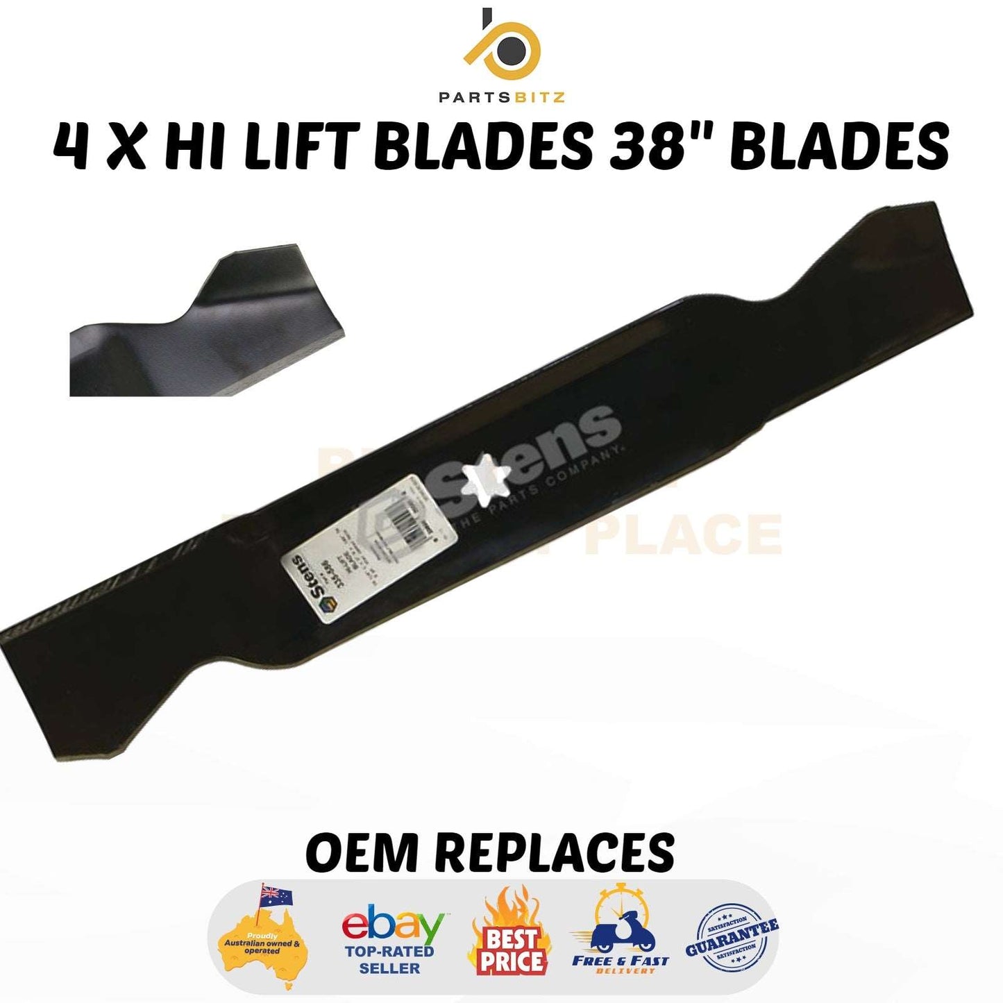 USA Made 4 X Blades 38" Blades Fit Mtd Ride on Mower 1992 Onwards 942-0610A 742-0610