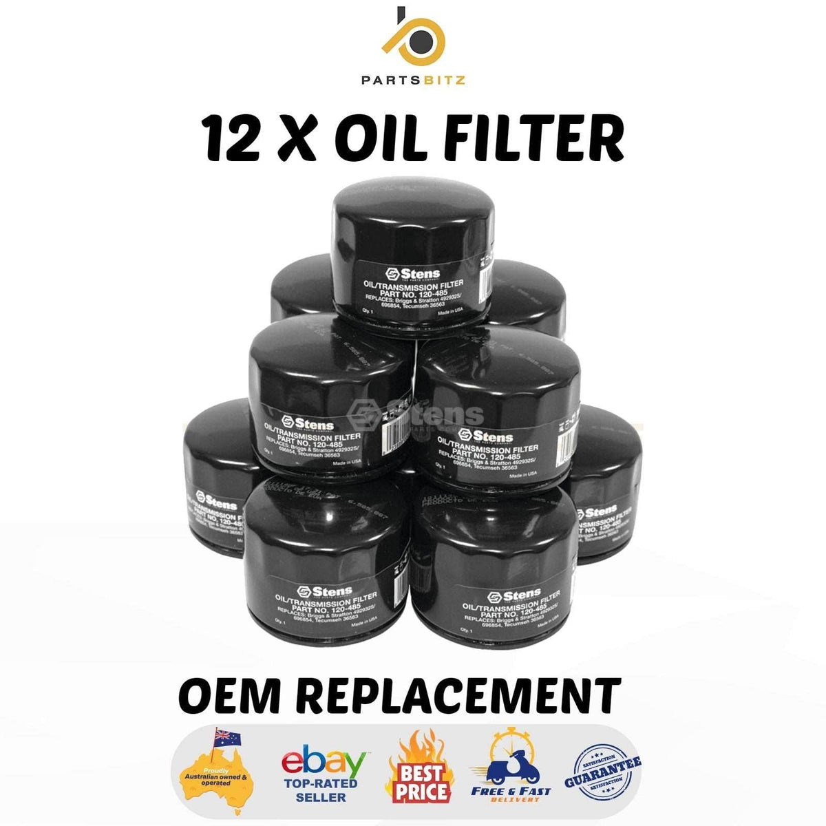 12 X Oil Filter for Kawasaki Kohler Briggs & Stratton 49065-7007 ,28 050 01-S - Parts bitz