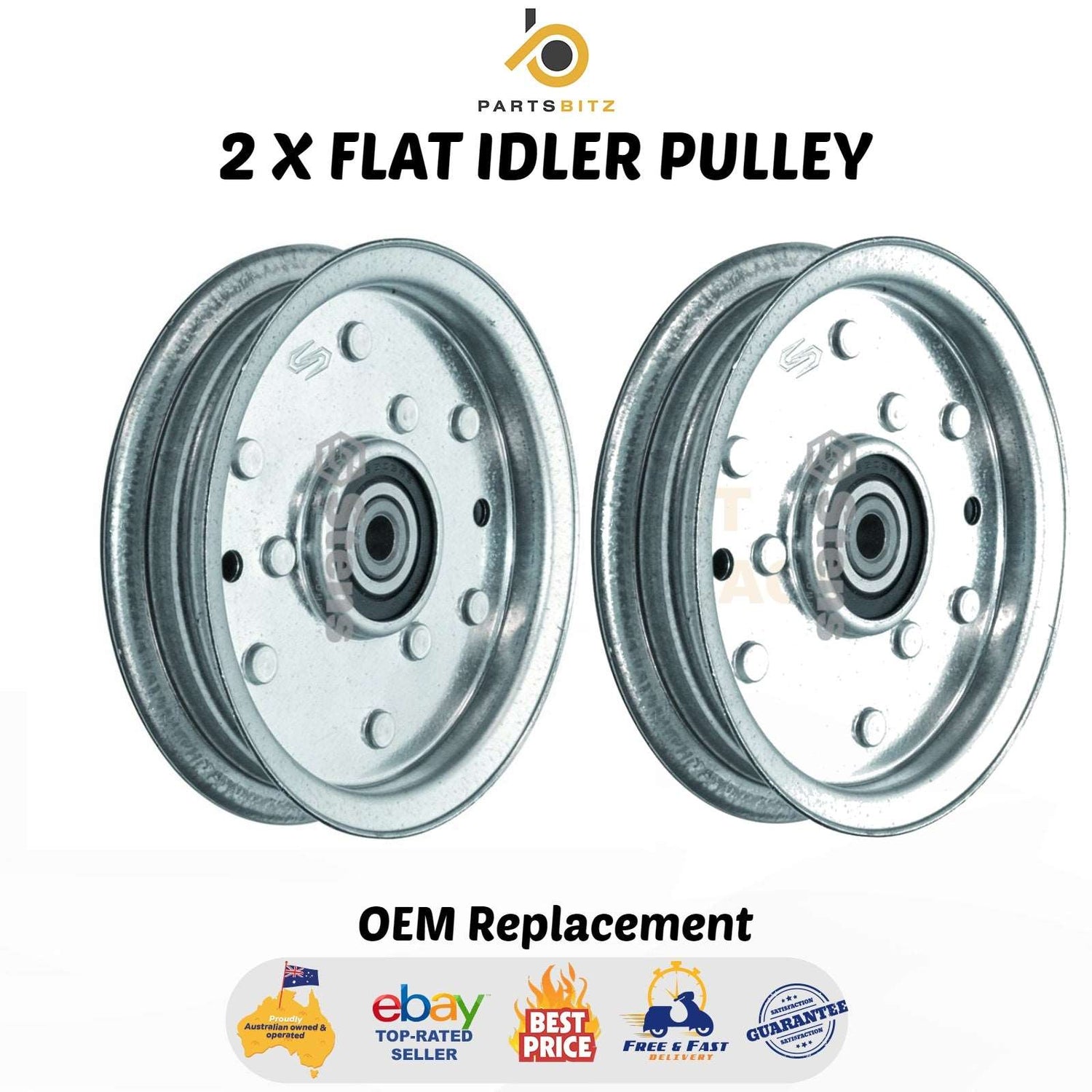 2 X Flat Idler Pulley for Cub Cadet & Mtd Ride on Mowers 756-04129 , 753-08171