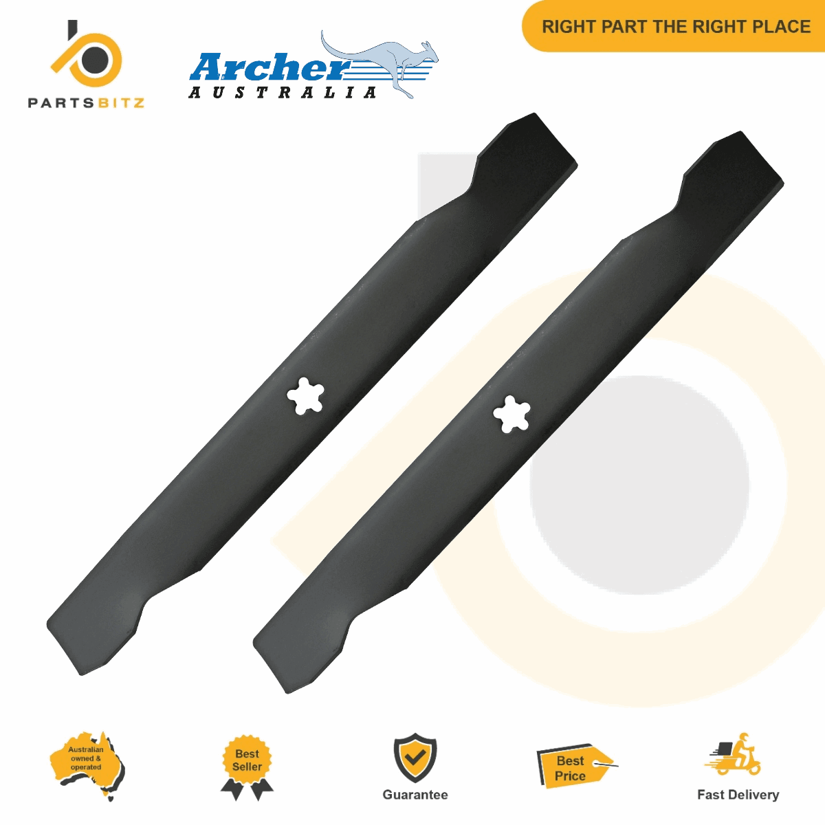 2 X 38 inch Blades for Husqvarna , Mcculloch , Flymo Ride on Mowers 532 12 78 42 - Parts bitz