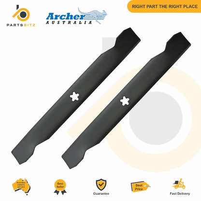 2 X 38 inch Blades for Husqvarna , Mcculloch , Flymo Ride on Mowers 532 12 78 42 - Parts bitz
