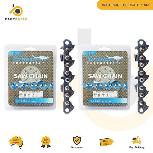 2 X Archer Australia Chain Loop Semi Chisel 3/8" .058" 72DL fits Husqvarna 357XP - Parts bitz