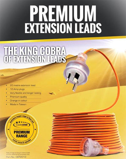 2 X Cleanstar Premium 20m 10amp Extension Lead  Perfect for Cleaning Equipment - Parts bitz