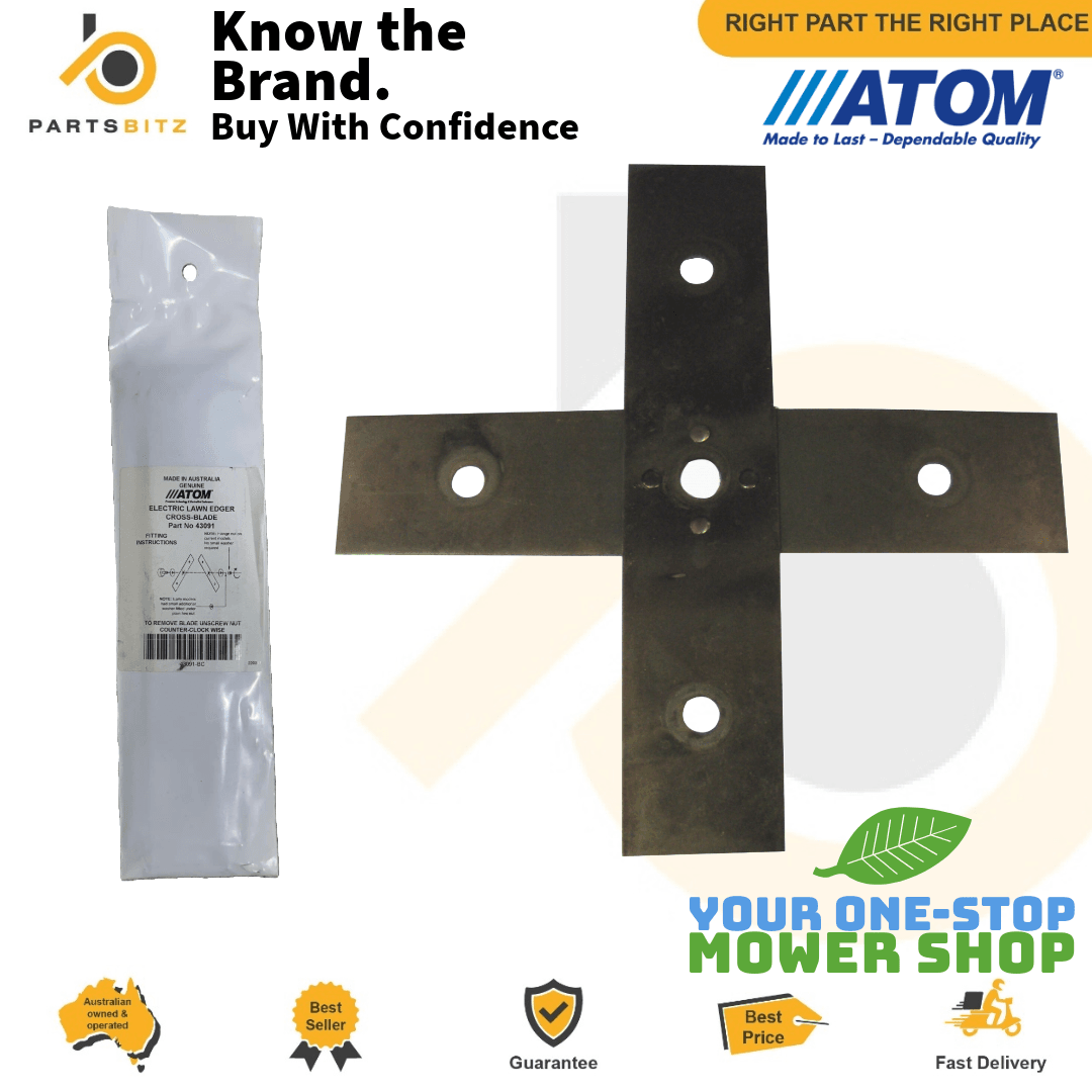 2 X Genuine Atom Electric Edger Cross Blade fits Yellow 43091 301 - Parts bitz