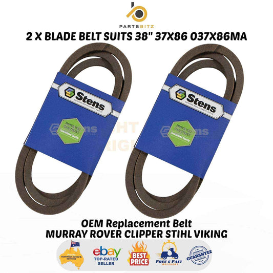 2 X Heavy Duty Blade Belt for  38" Murray Rover Clipper Stihl Viking Mowers 37x86 037x86MA - Parts bitz