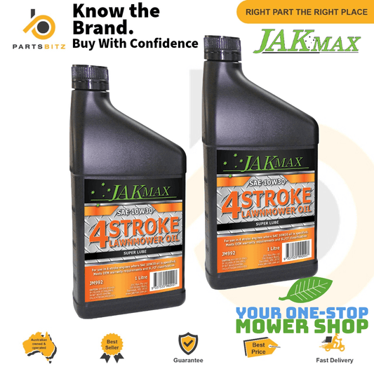 2 X Jak Max Super Lube Lawn Mower SAE 10W30 Engine Oil 1 Litre 4 Stroke Engine - Parts bitz