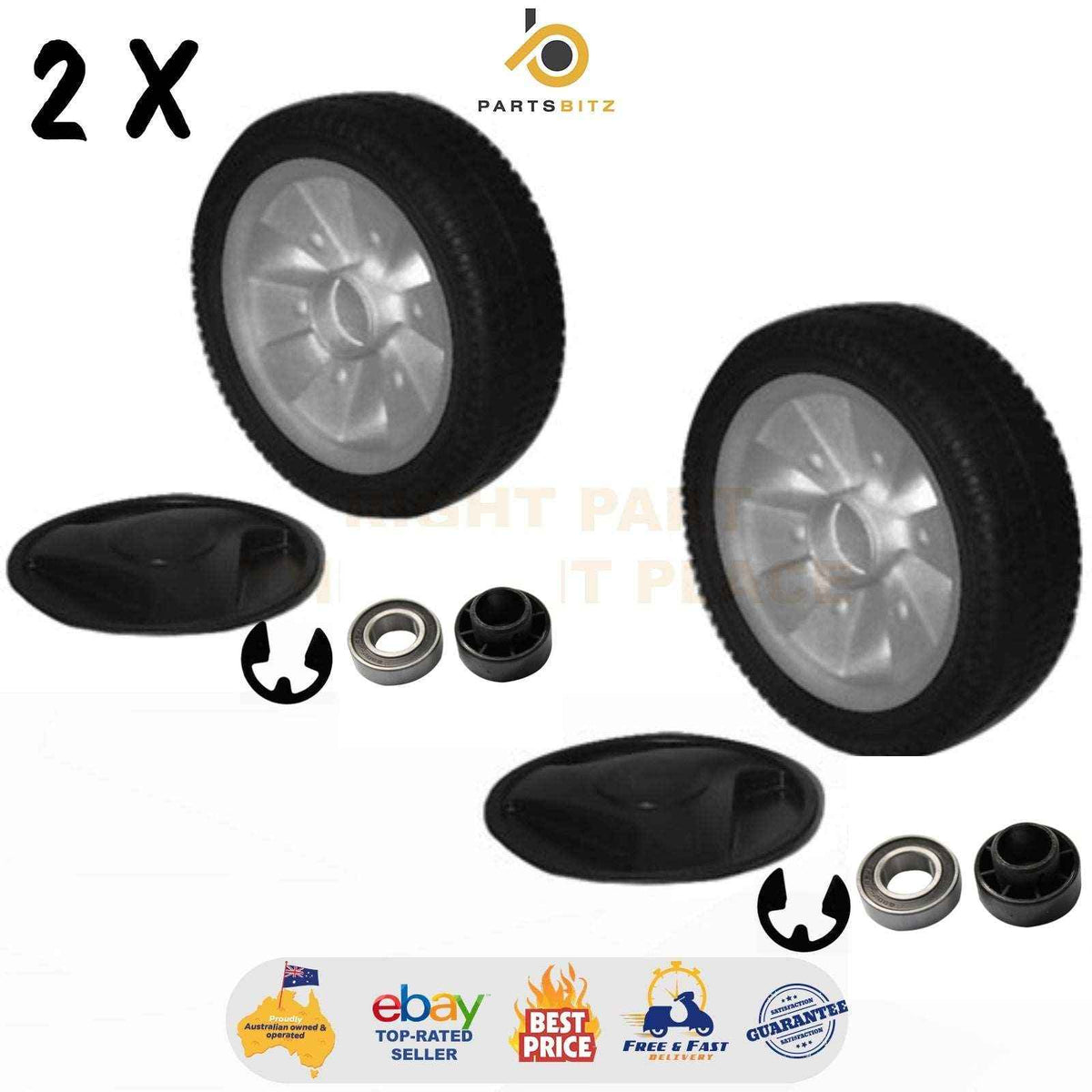 2 X Lawnmower Wheels for Victa 8 " , Bearings , Bush & Circlips CH83353A - Parts bitz