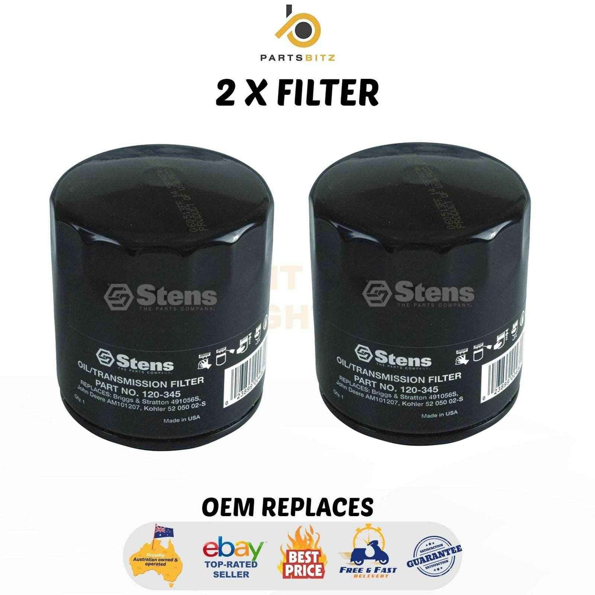 2 X Oil Filter for Kohler Mower Ride on 5205002 , 52 050 02-S , 25 050 34-S - Parts bitz