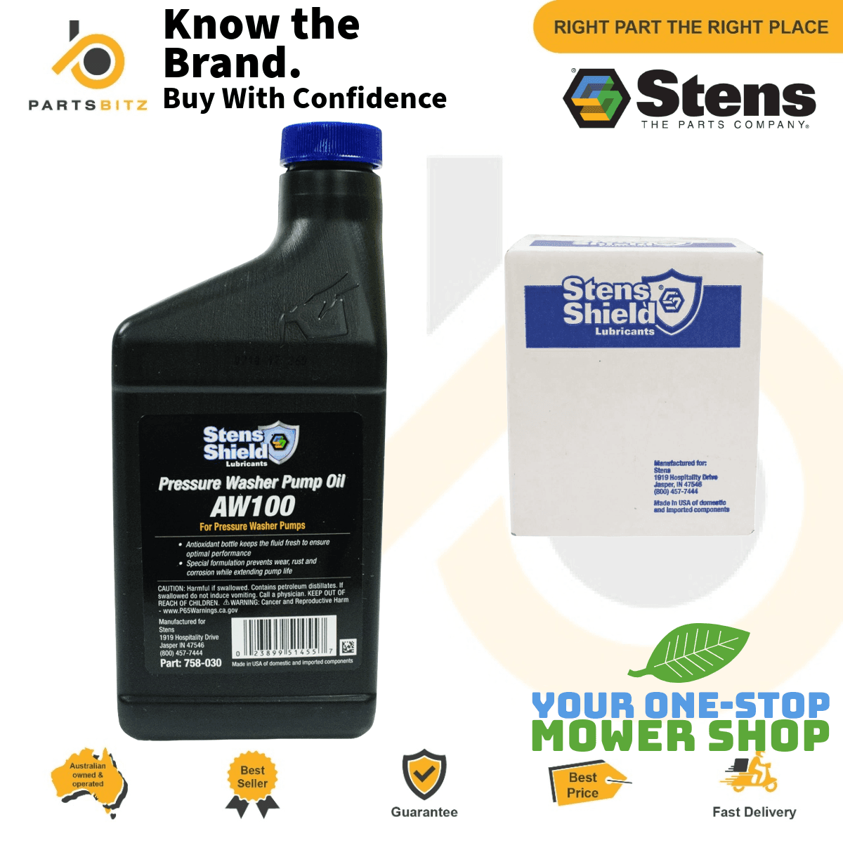 Stens Pressure Washer for Selected Comet , CAT , AR , Pump Oil AW100 473 mL