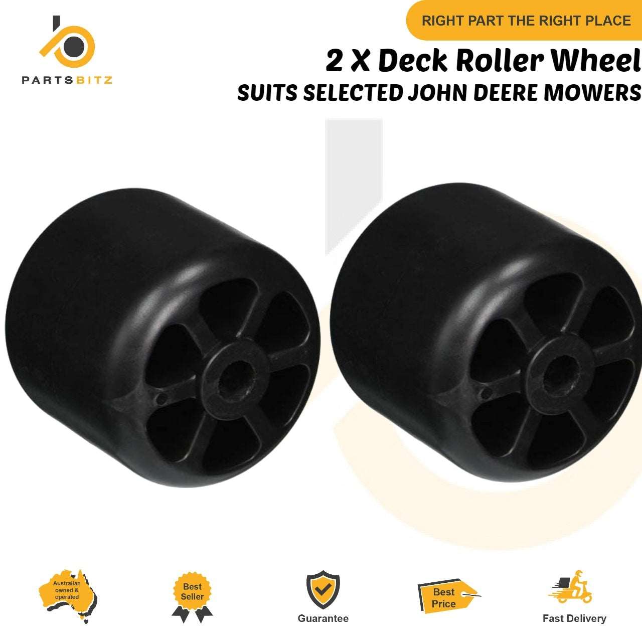 2 X Deck Roller Wheels Suits Selected John Deere Mowers M115245 - parts bitz - #shop_name# -Suits John Deere