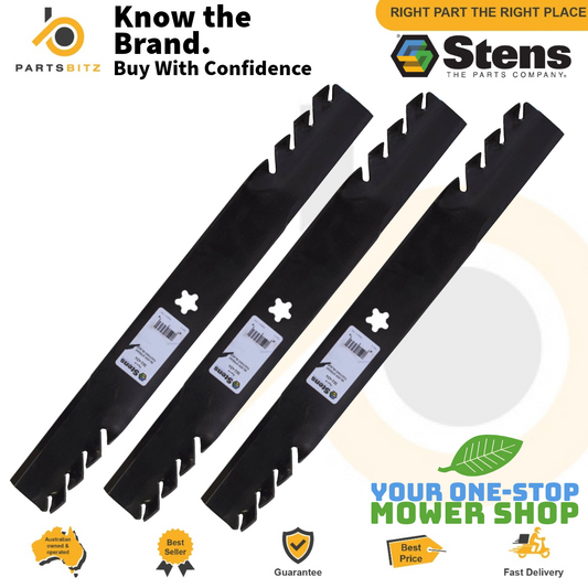 3 X Toothed Blades fits 52" Cut Husqvarna Ride on Mowers 574 87 08-01 574870801 - Parts bitz