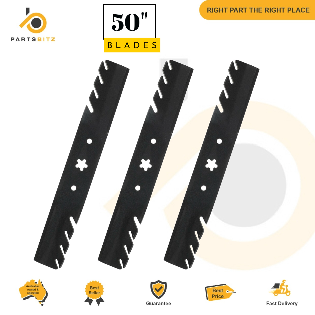 3 X Toothed Blades for Husqvarna Front Engine Models Mower fits 50" 532 13 73 80 - Parts bitz