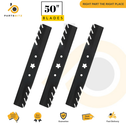 3 X Toothed Blades for Husqvarna Front Engine Models Mower fits 50" 532 13 73 80 - Parts bitz