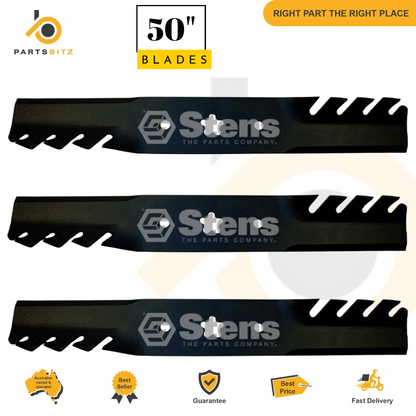 3 X Toothed Blades for Husqvarna Front Engine Models Mower fits 50" 532 13 73 80 - Parts bitz