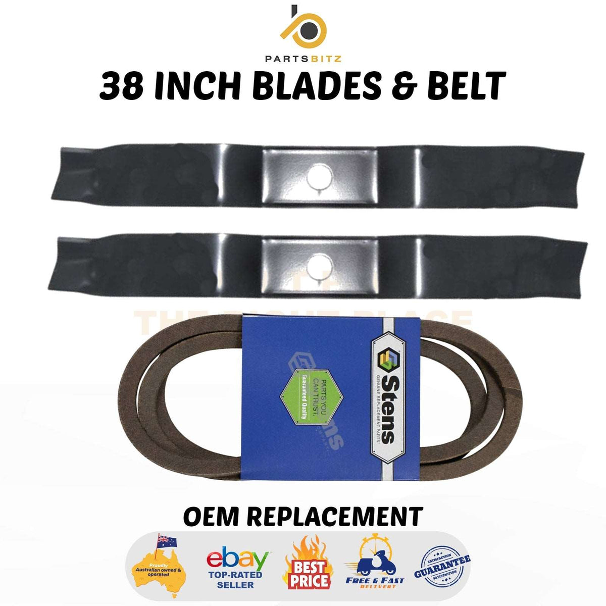 38" Blades and Belt Kit for Murray Mower 95104E701 , 92543E701 , 037x86MA - Parts bitz