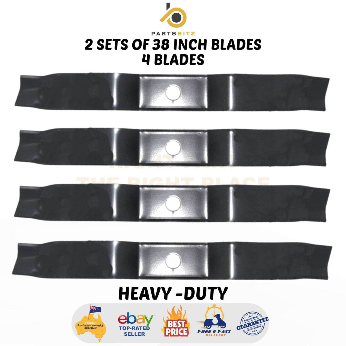 4 X 38 Inch Blades for Rover Viking & Murray Ride on Mower 95104E701 , 92543E701 - Parts bitz