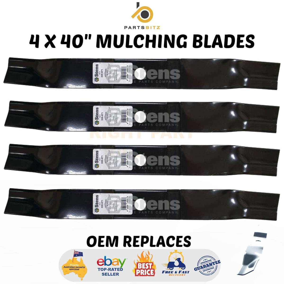 4 X 40" Mulching Blades for Rover Murray Viking Mower 095103E701 , 095103E701MA - Parts bitz