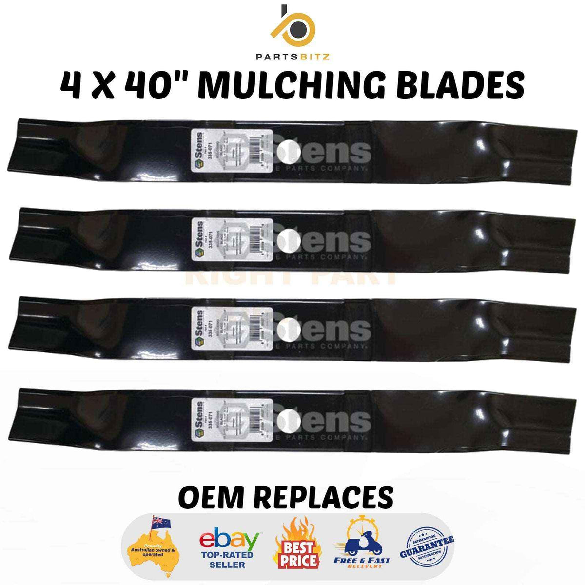4 X 40" Mulching Blades for Rover Murray Viking Mower 095103E701 , 095103E701MA - Parts bitz