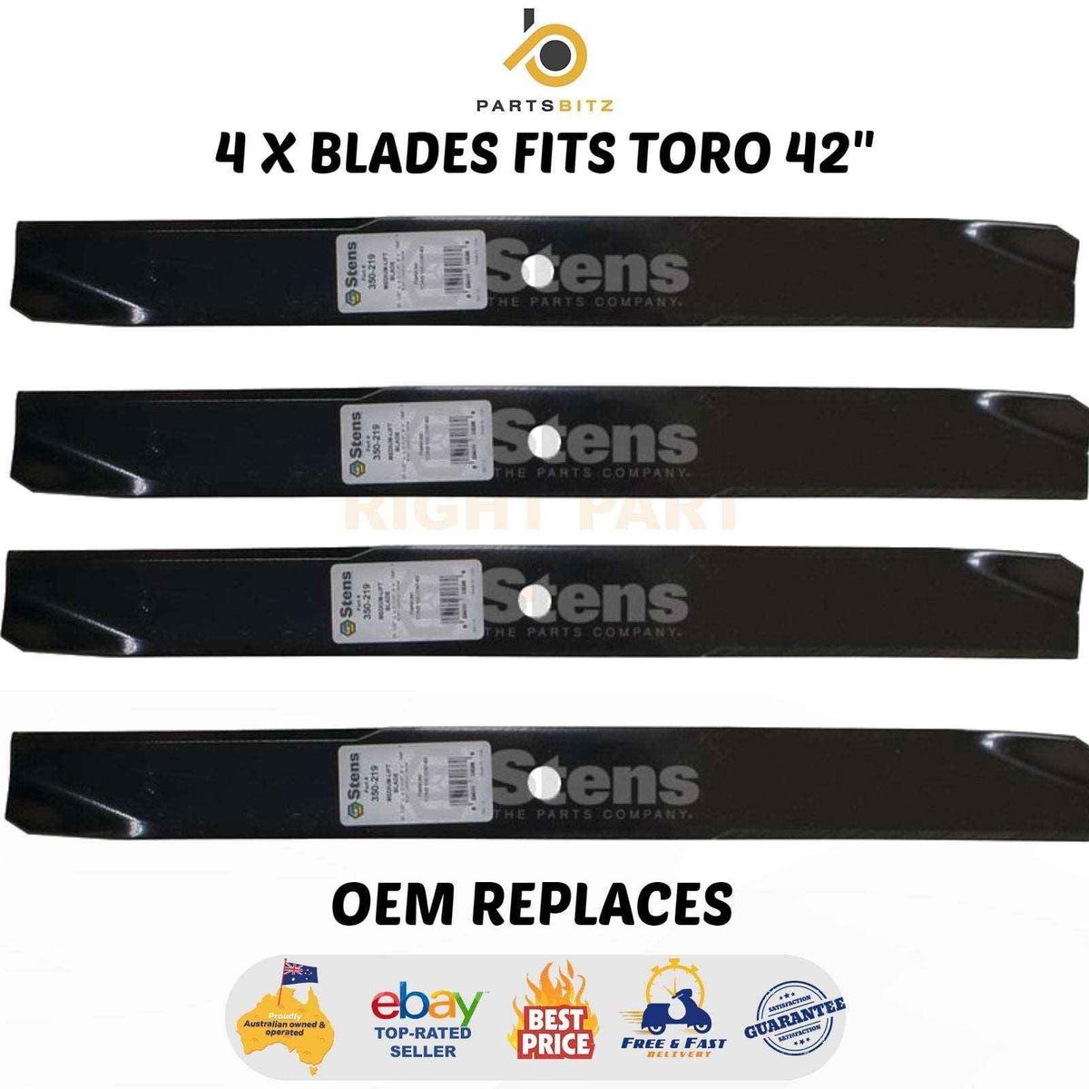 4 X Blades Fit Toro 42" Inch Ride on Mowers 106-2247 106-2247-03 - Parts bitz