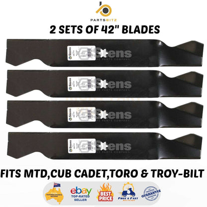 4 X Hi Lift Blades for 42" Cub Cadet MTD Ride on Mowers 942-04308 742 0647 - Parts bitz