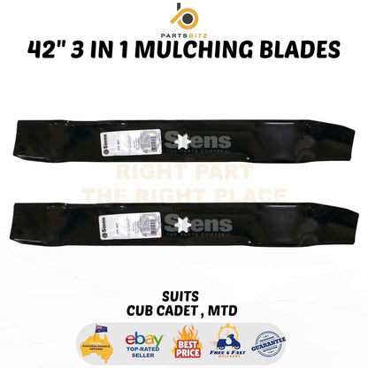 42" Ride on Mower 3 in 1 Mulching Blades Suits Mtd & Cub Cadet 742-0616 942-0616 - Parts bitz